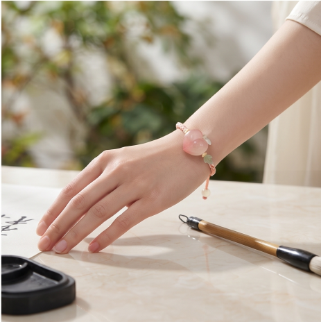 Pink Apple Jade Cord Bracelet