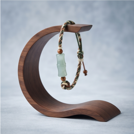 Green Jade Bamboo Charm Cord Bracelet