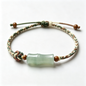 Green Jade Bamboo Charm Cord Bracelet