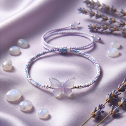 Lavender Butterfly Cord Bracelet