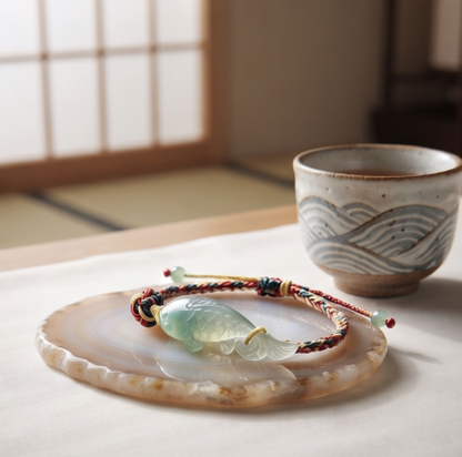 Jade Koi Fish Cord Bracelet