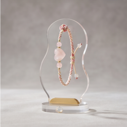 Rose Quartz Heart Cord Bracelet