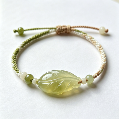 Green Leaf Jade Cord Bracelet