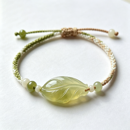 Green Leaf Jade Cord Bracelet